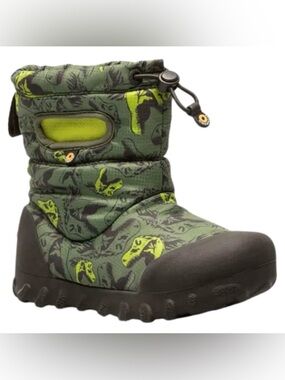 Bogs Kids Green and Neon Yellow Camo Winter Boot